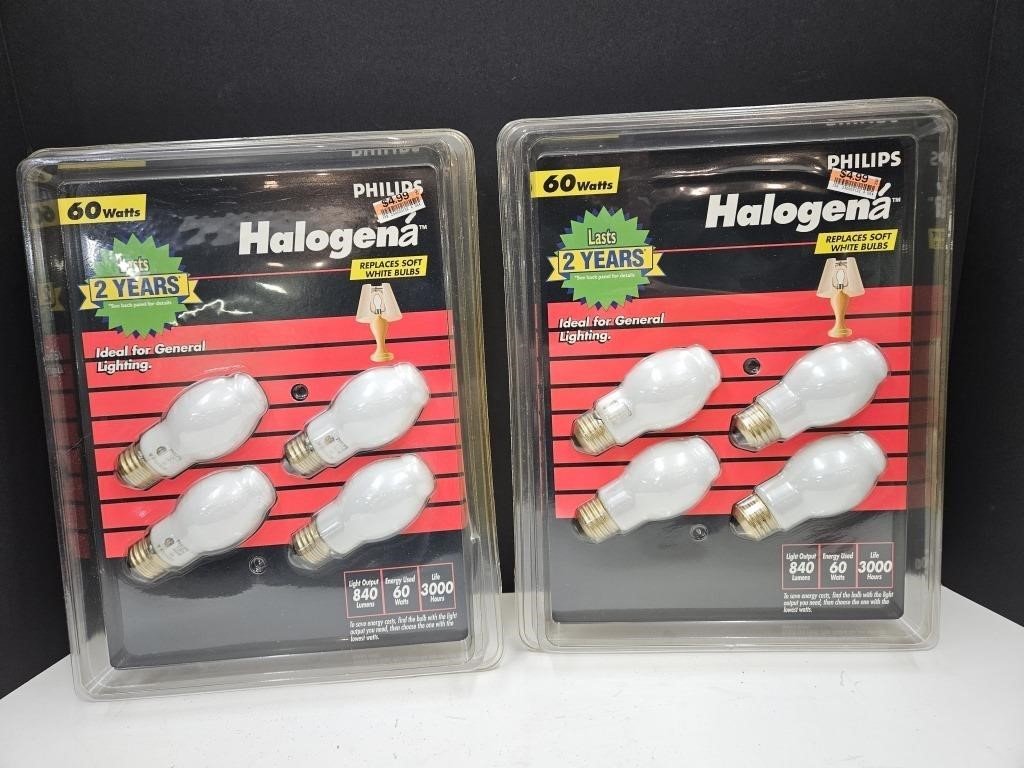 2 New Packs  60 Watt Halogena Light Bulbs
