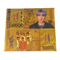 24k Plated $50k Bts Kpop Idol Novelty Note