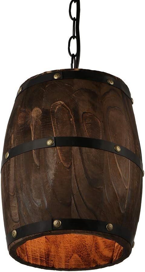 Newrays Antique Wood Wine Barrel Pendant Lamp Hang