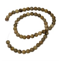 Natural Picture Stone 6mm 15.5 Inch Bead Strand