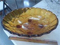 Footed Amber fruit bowl