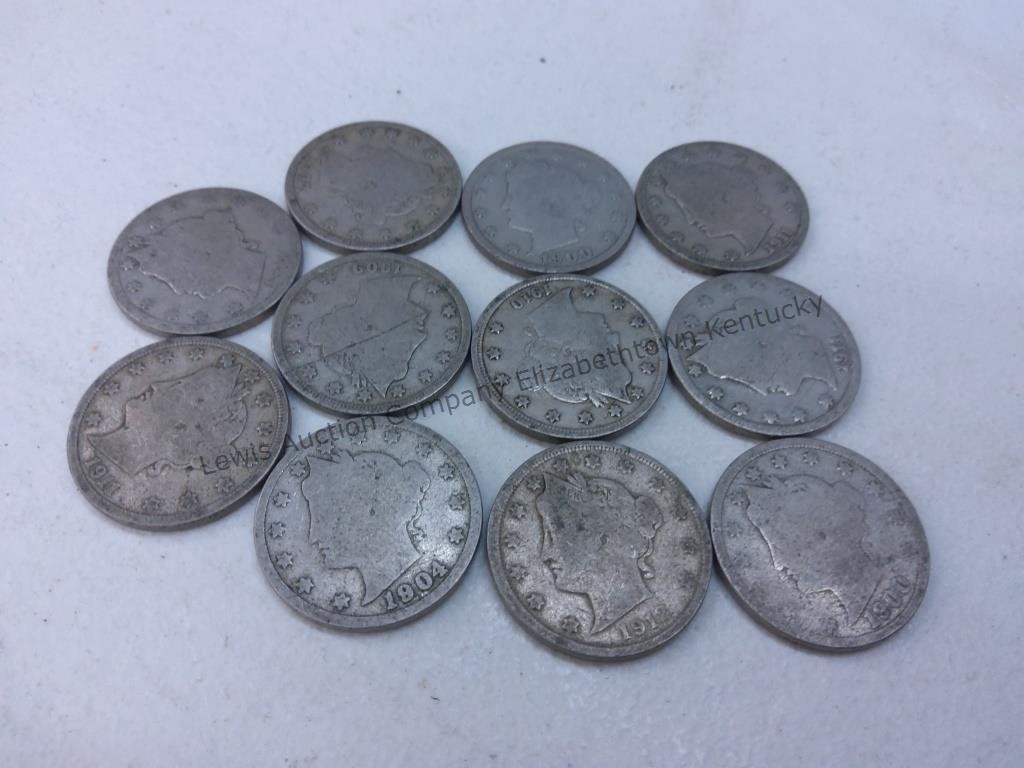 11 V nickels with readable dates