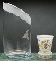Vtg Bohemian & Art Glass Vases (2)
