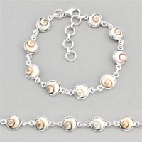 Natural 21.63ct White Shiva Eye Tennis Bracelet