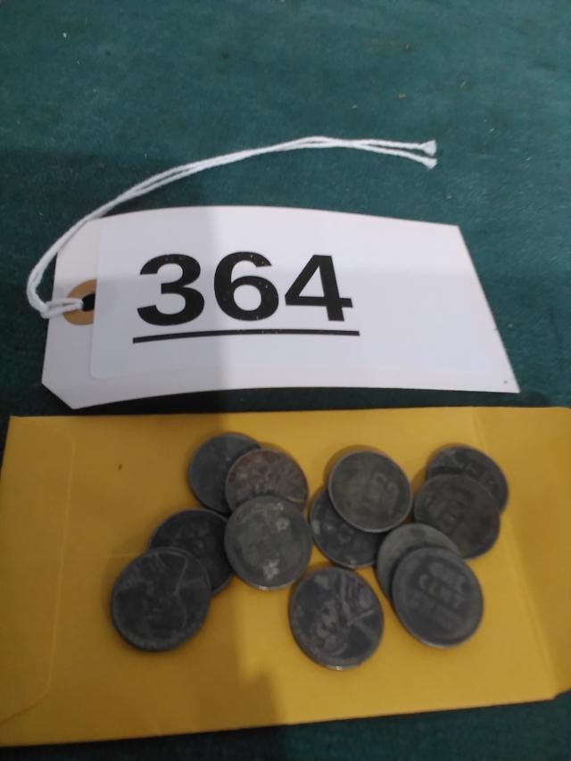 1943 D Steel Wheat Pennies. 12 Qty.