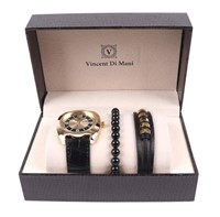 Vincent Di Mani Gold Men's Watch & Bracelet Set