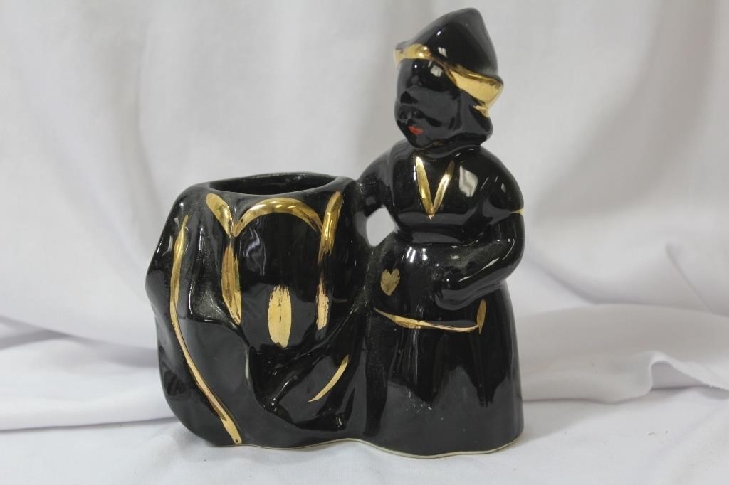 A Black Ceramic Planter