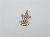 14K Sea Anchor Crucifix Pendant