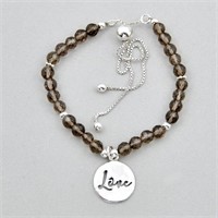 Natural 13.05ct Smoky Topaz Beads Love Bracelet