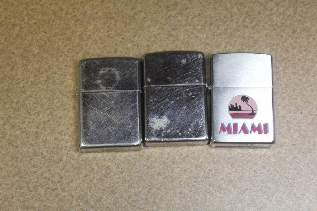 lot of 3 vintage zippo lighters