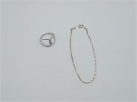 Sterling Lot CZ 925 Infinity RIng and Anklet
