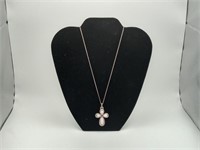 Sterling Carved Pink Shell Neckace Like New