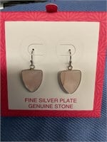 Silver plate sone earrings