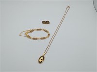 Lot Gold Damascene Toledo Earrings Bracelet +