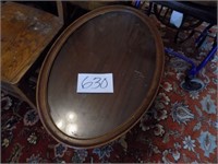 OVAL WOODEN TABLE WITH REMOVABLE GLASS TOP