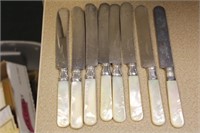 Lot of 8 Mother of Pearl and Sterling Hand Knives