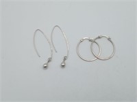 2 Sterling Silver Hoop Earrings
