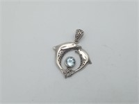 Sterling Silver Dolphin pendant BLUE TOPAZ STONE??