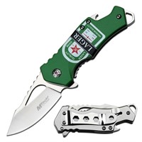 Mtech Heineken Lager Handle Spring Assist Knife