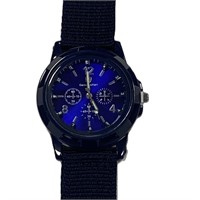 Military Sports Style Navy Nylon Woven Strap Watch
