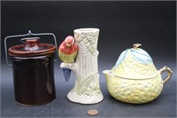 OTIGIRI Parrot on Stump Vase, Lemon Juicer, Crock