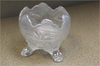 Clear Carnival Iridescent Glass Peachbloom Bowl
