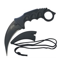 Black Nylon Fixed Blade Karambit Knife W/ Sheath