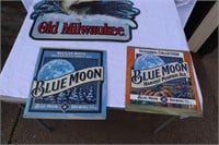 Old Milwaukee and 2 Blue Moon signs