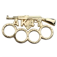 Alloy Ak-47 Rifle Goldtone Knuckle Duster