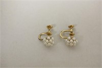 A Pair Of 14 Karat Gold And Pearl Earrings