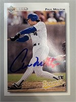 Brewers Paul Molitor Signed Card with COA