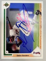 Braves Deion Sanders Signed Card with COA