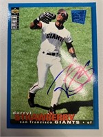 Giants Darryl Strawberry Signed Card with COA