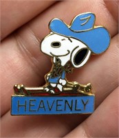 Vintage Aviva Snoopy Heavenly Cowboy Ski Pin