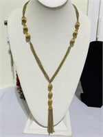 Vintage gold tone necklace tassel