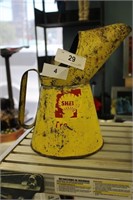 ANTIQUE YELLOW SHELL OIL CAN