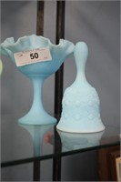 2PC FENTON BLUE CUSTARD COMPOTE AND BELL