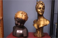 SET OF 2 BUSTS PLASTIC AND PLASTER