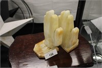 SET OF MARBLE HAND BOOKENDS