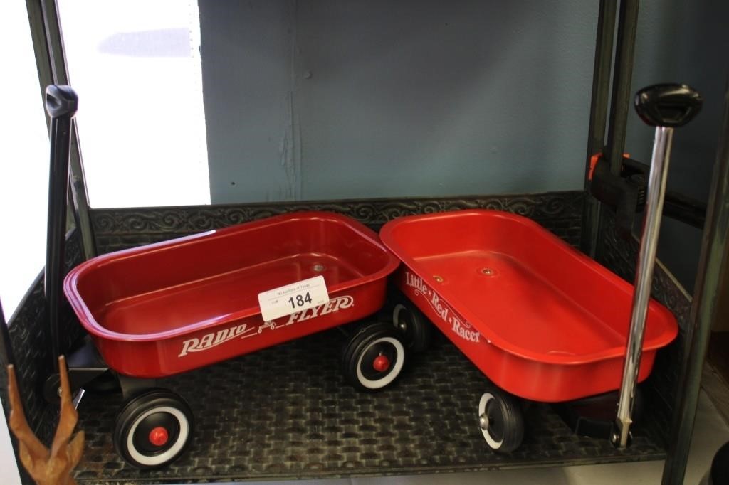 2 DOLL WAGONS 1 RADIO FLYER & 1 LITTLE RED RACER