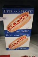 NOS FITZ & FLOYD HOT DOG PLATES