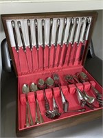 Community by Oneida flatware set with nice wooden