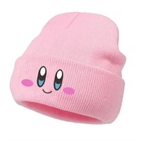 Cute Kirby Style Embroidered Pink Beanie