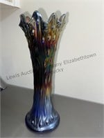 CARNIVAL GLASS swung VASE TREE TRUNK ELECTRIC