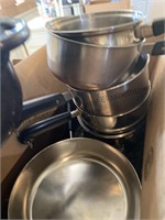 Box of box of pots pans and more