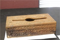 A Carved Wooden Tissue Box