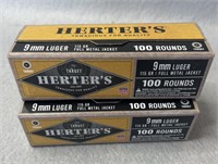 (200) Rnds 9mm, Herters - 115 Gr FMJ