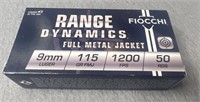 (50) Rnds 9mm, Fiocchi - 115 Gr FMJ