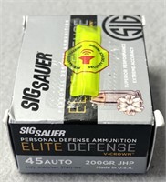 (20) Rnds 45ACP, Sig Sauer - 200 Gr JHP