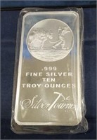 .999 Fine Silver Ten Troy Ounce Silver Bar